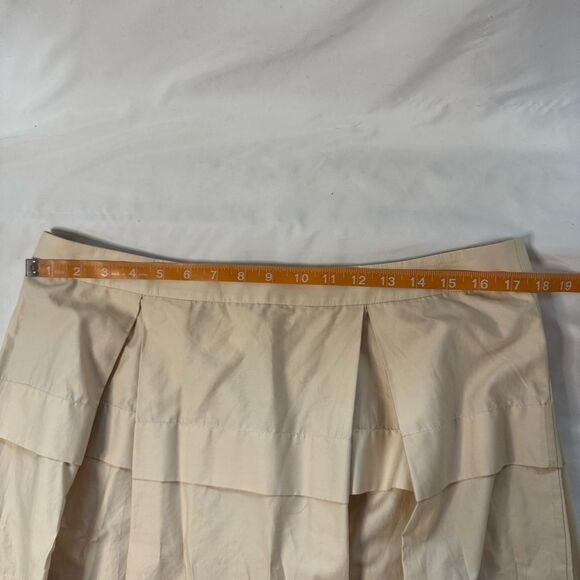 NWT J Crew Skirt Cream A line Tiered Ruffle Cotton Sateen Gateau Side Zip Preppy - Picture 2 of 5